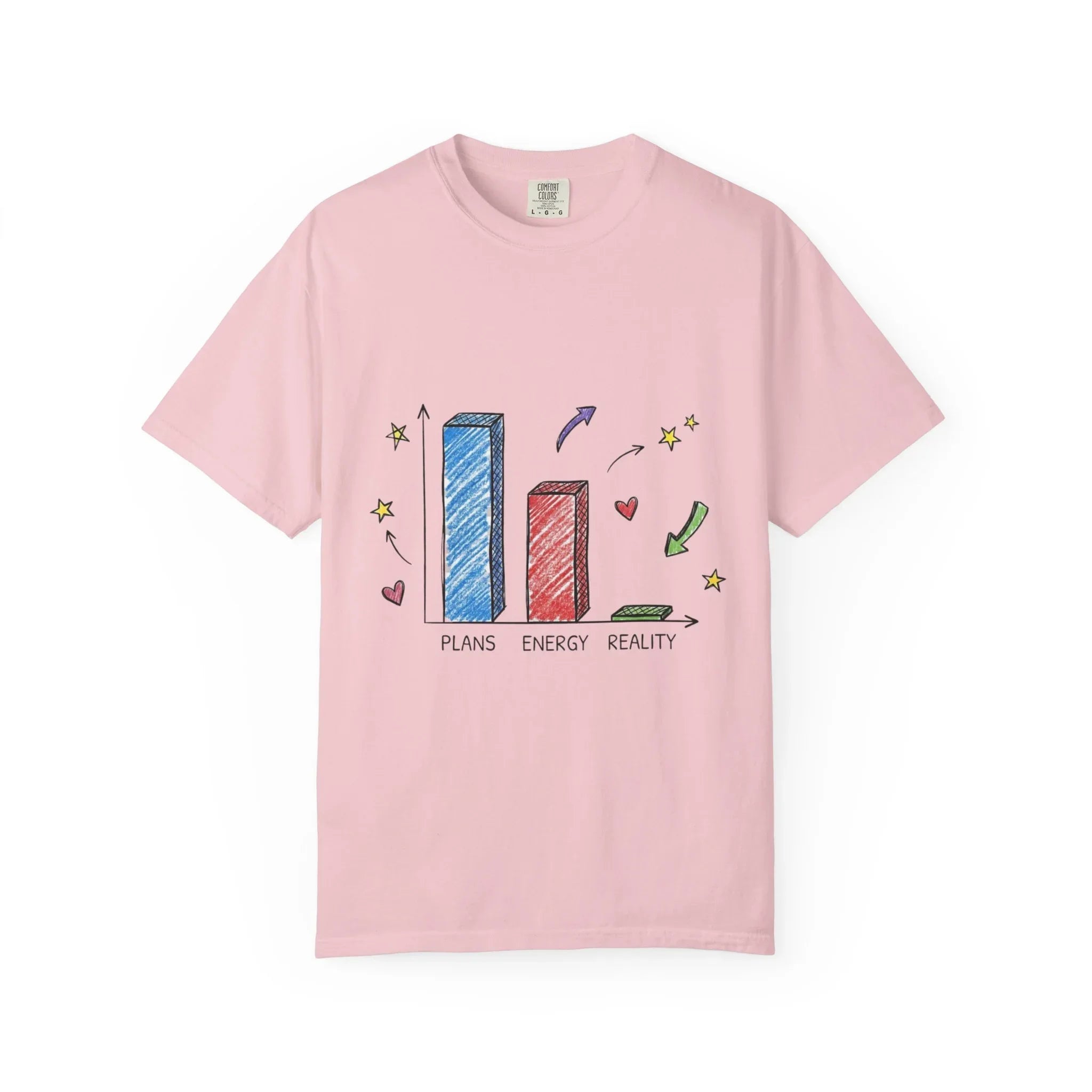 Plans Energy Reality Shirt, Funny Bar Graph Tee, Relatable Productivity Humor T-Shirt, Minimal Sketch Graphic, Office Student Gift Blossom