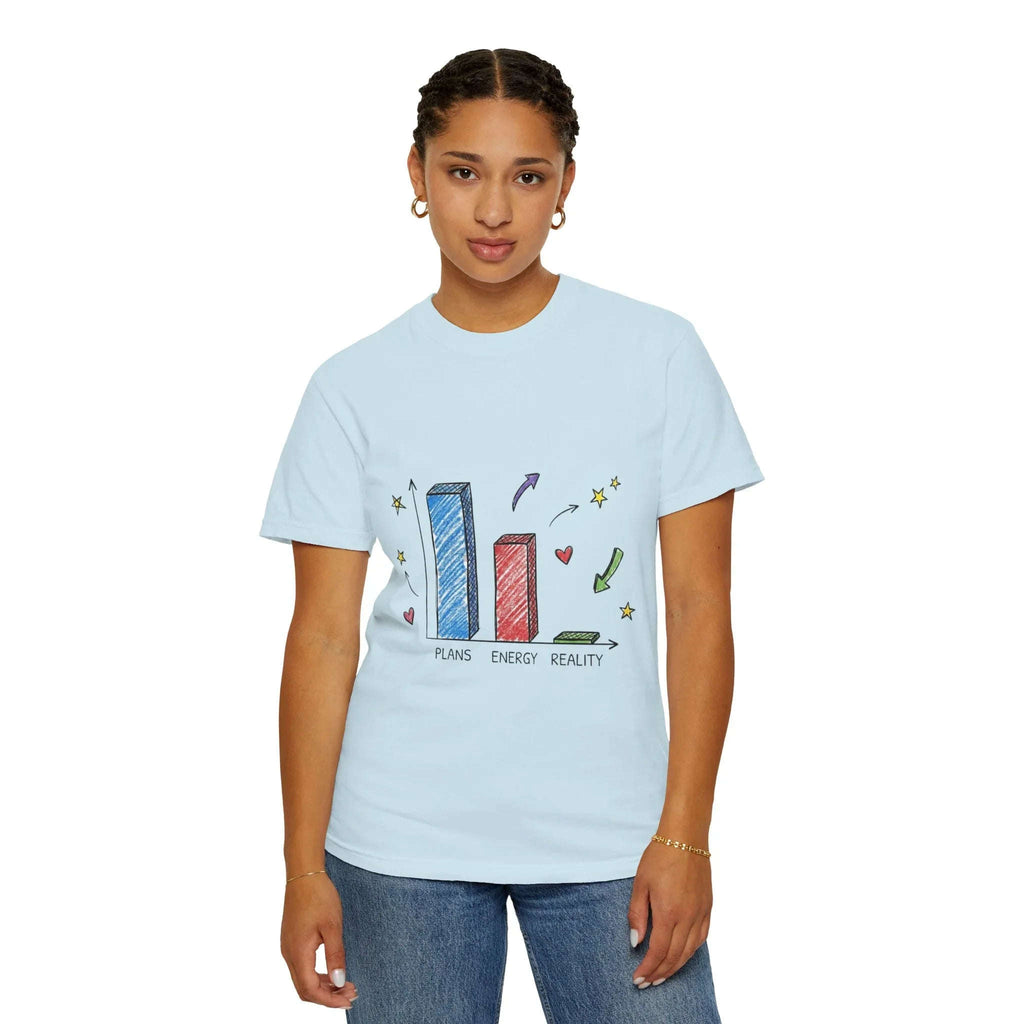 Plans Energy Reality Shirt, Funny Bar Graph Tee, Relatable Productivity Humor T-Shirt, Minimal Sketch Graphic, Office Student Gift