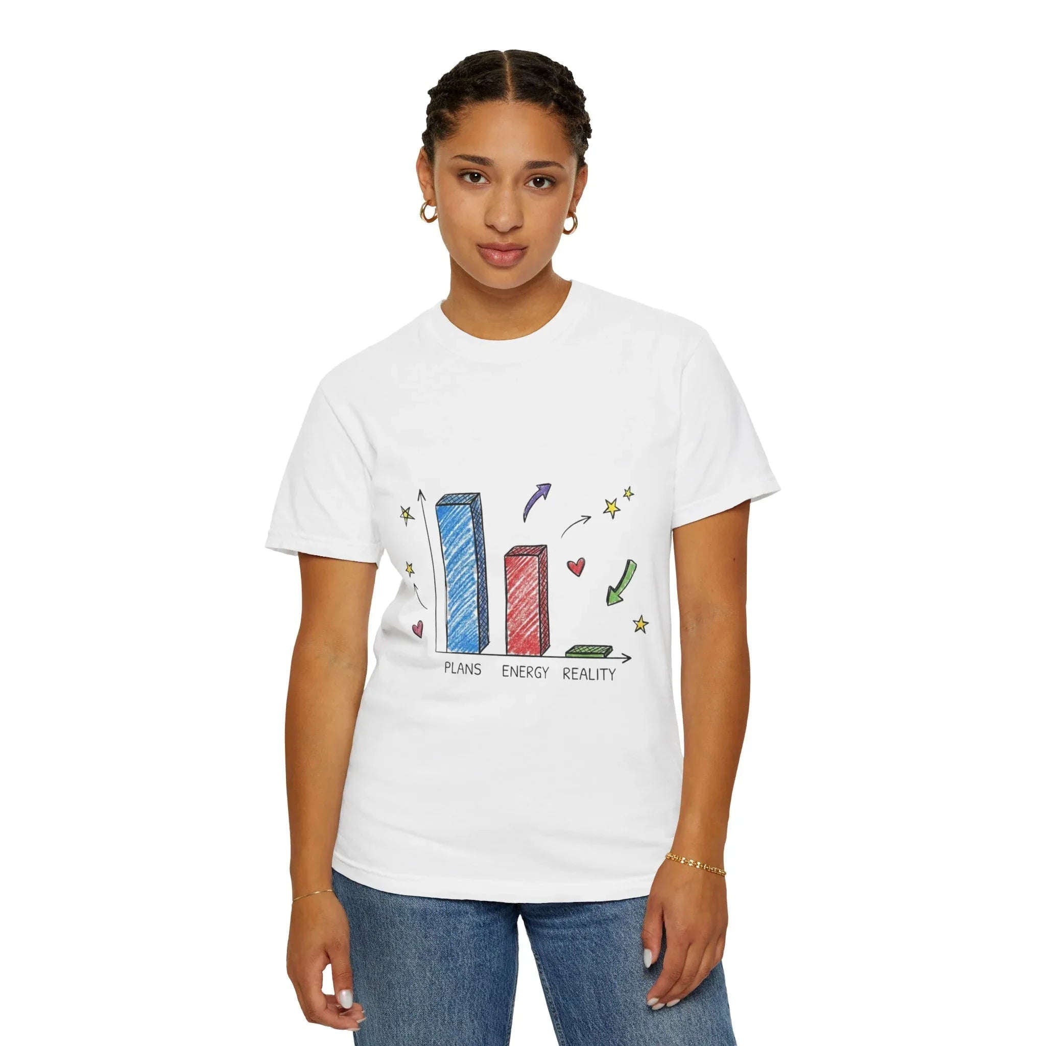Plans Energy Reality Shirt, Funny Bar Graph Tee, Relatable Productivity Humor T-Shirt, Minimal Sketch Graphic, Office Student Gift