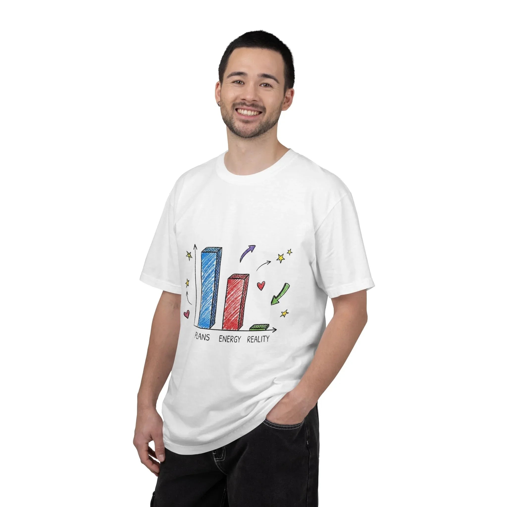 Plans Energy Reality Shirt, Funny Bar Graph Tee, Relatable Productivity Humor T-Shirt, Minimal Sketch Graphic, Office Student Gift