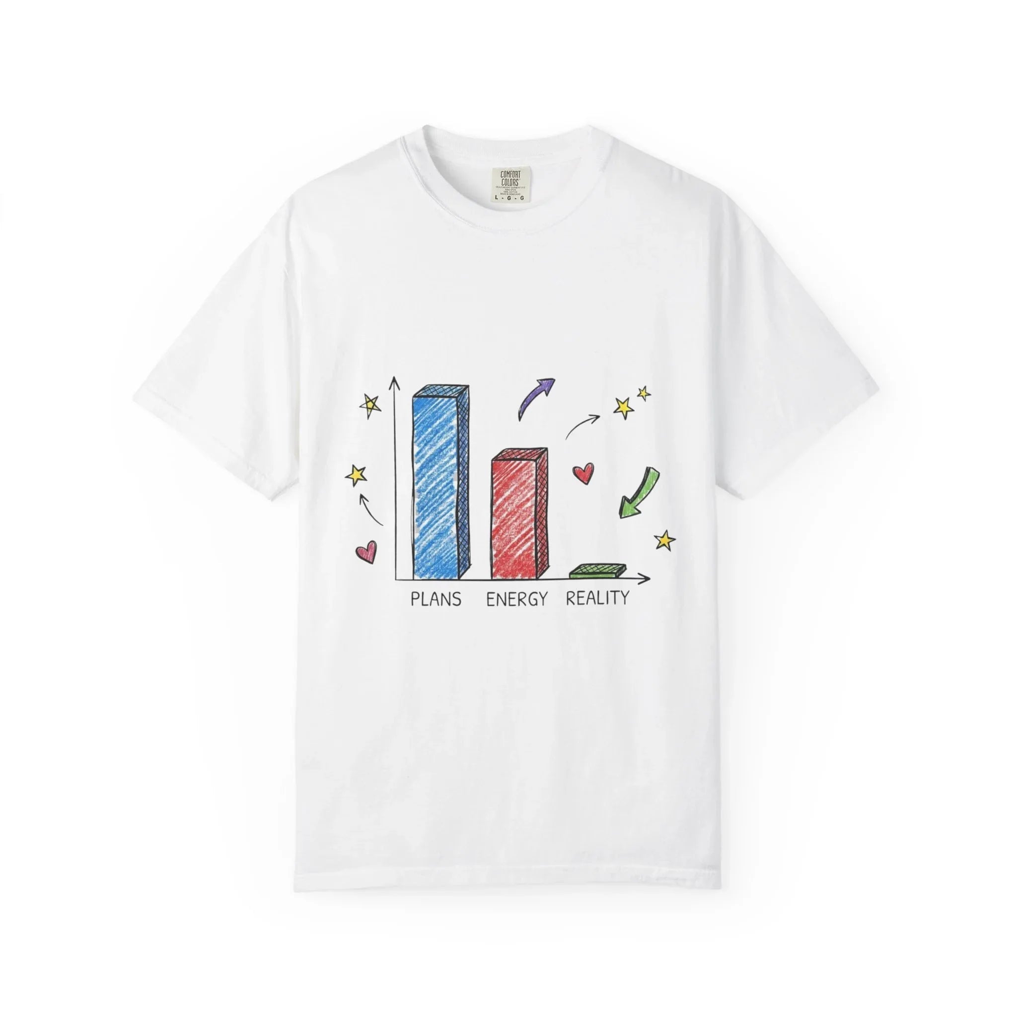 Plans Energy Reality Shirt, Funny Bar Graph Tee, Relatable Productivity Humor T-Shirt, Minimal Sketch Graphic, Office Student Gift
