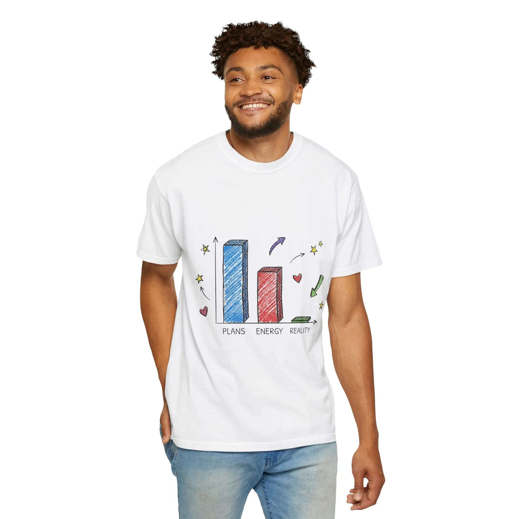 Plans Energy Reality Shirt, Funny Bar Graph Tee, Relatable Productivity Humor T-Shirt, Minimal Sketch Graphic, Office Student Gift