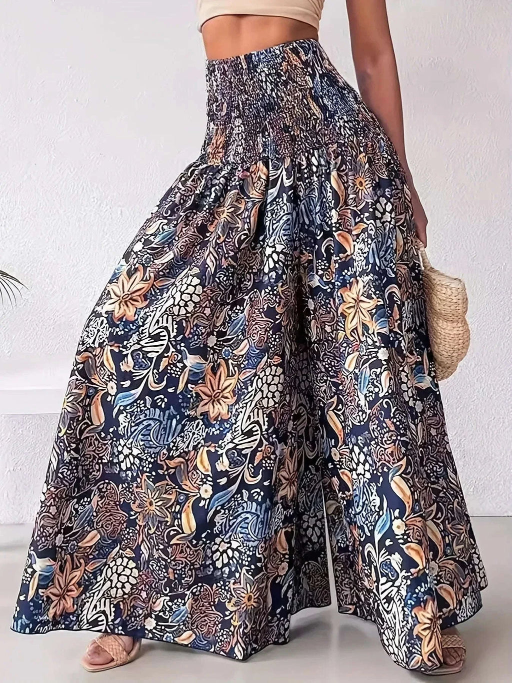 Plus Size Printed Floor Pants for Women | Fashionable High Waisted Casual Style 1XL-5XL