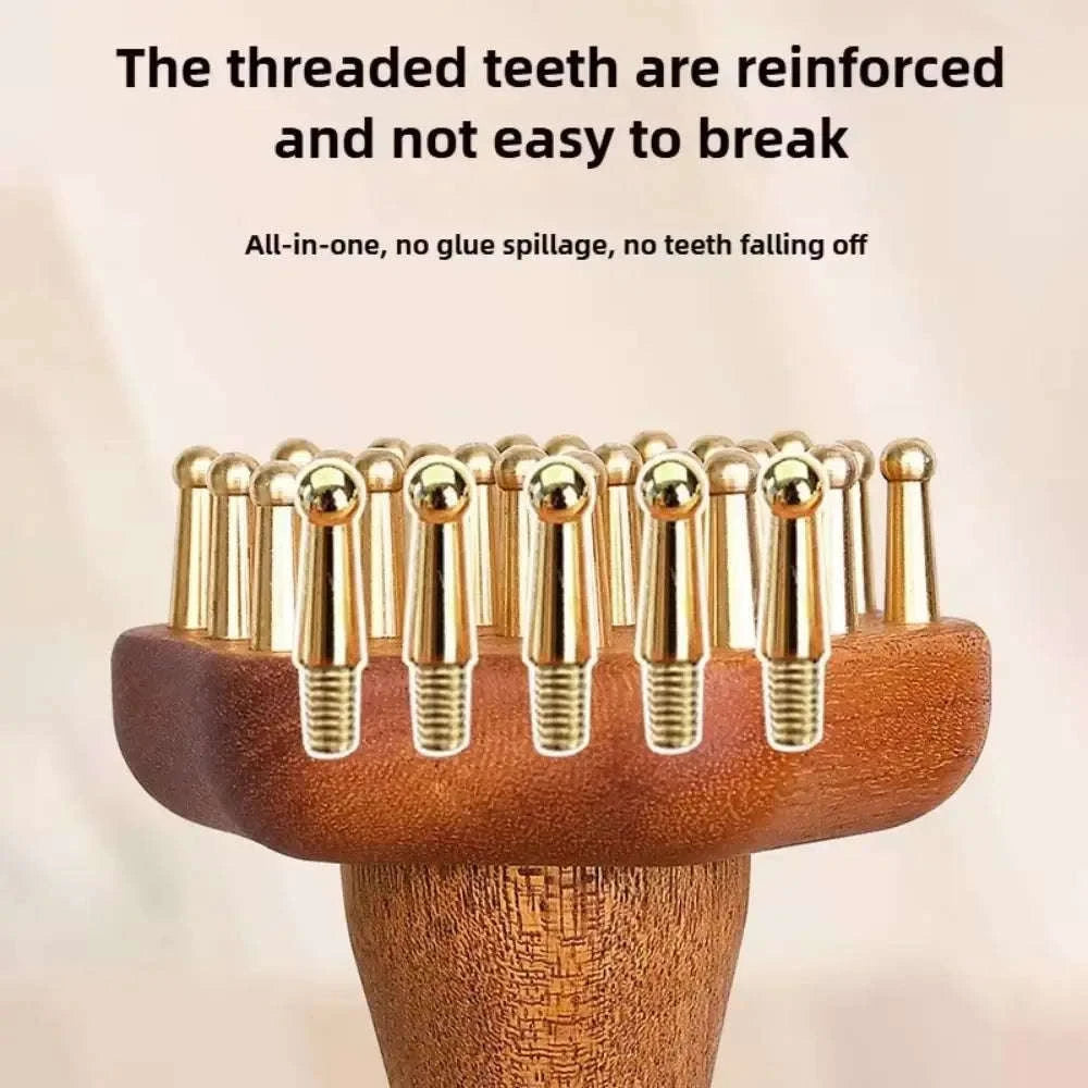 Portable Wood Massage Brush with Copper Head – 24 Teeth Meridian Massager & Body Sculpting Tool﻿