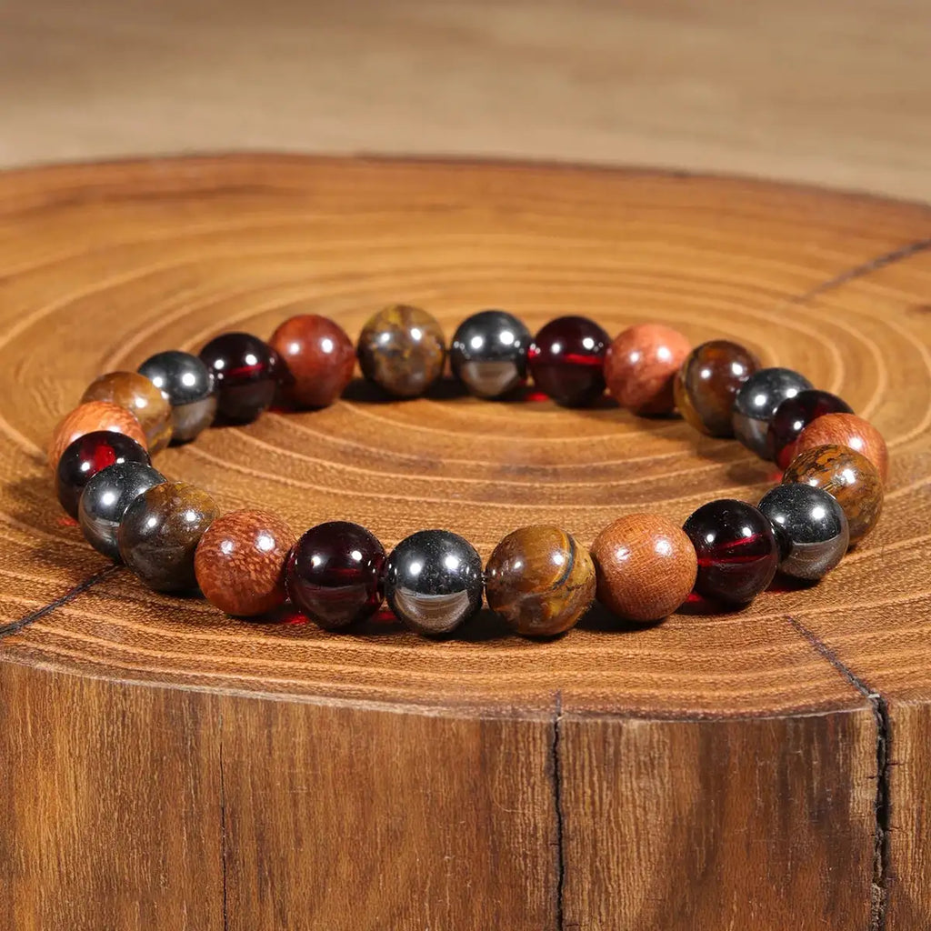 🛡️ Power Triple Protection Balance Energy Crystal Bracelet – Unisex Tiger’s Eye, Hematite & Black Obsidian Stone Bangles