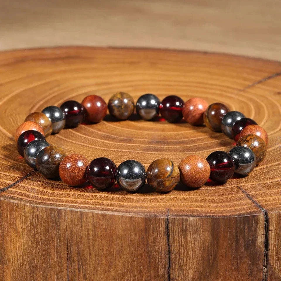 Power Triple Protection Balance Energy Crystal Bracelets for Men Women Tigers Eye Hematite Black Obsidian stone bangles