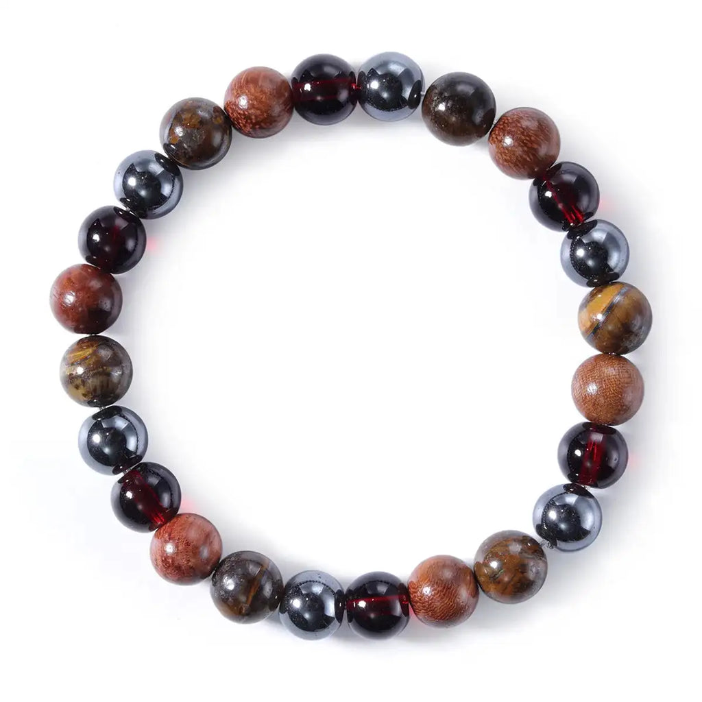🛡️ Power Triple Protection Balance Energy Crystal Bracelet – Unisex Tiger’s Eye, Hematite & Black Obsidian Stone Bangles