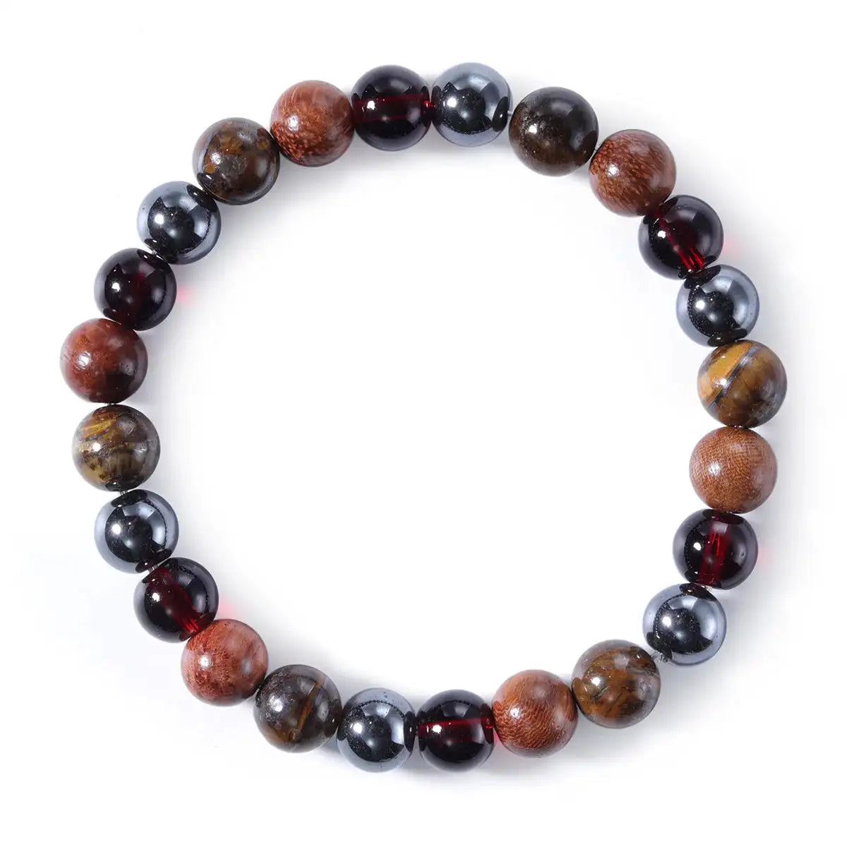 🛡️ Power Triple Protection Balance Energy Crystal Bracelet – Unisex Tiger’s Eye, Hematite & Black Obsidian Stone Bangles