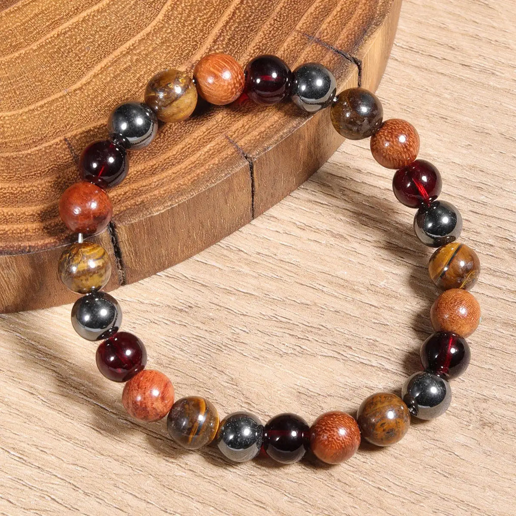 🛡️ Power Triple Protection Balance Energy Crystal Bracelet – Unisex Tiger’s Eye, Hematite & Black Obsidian Stone Bangles