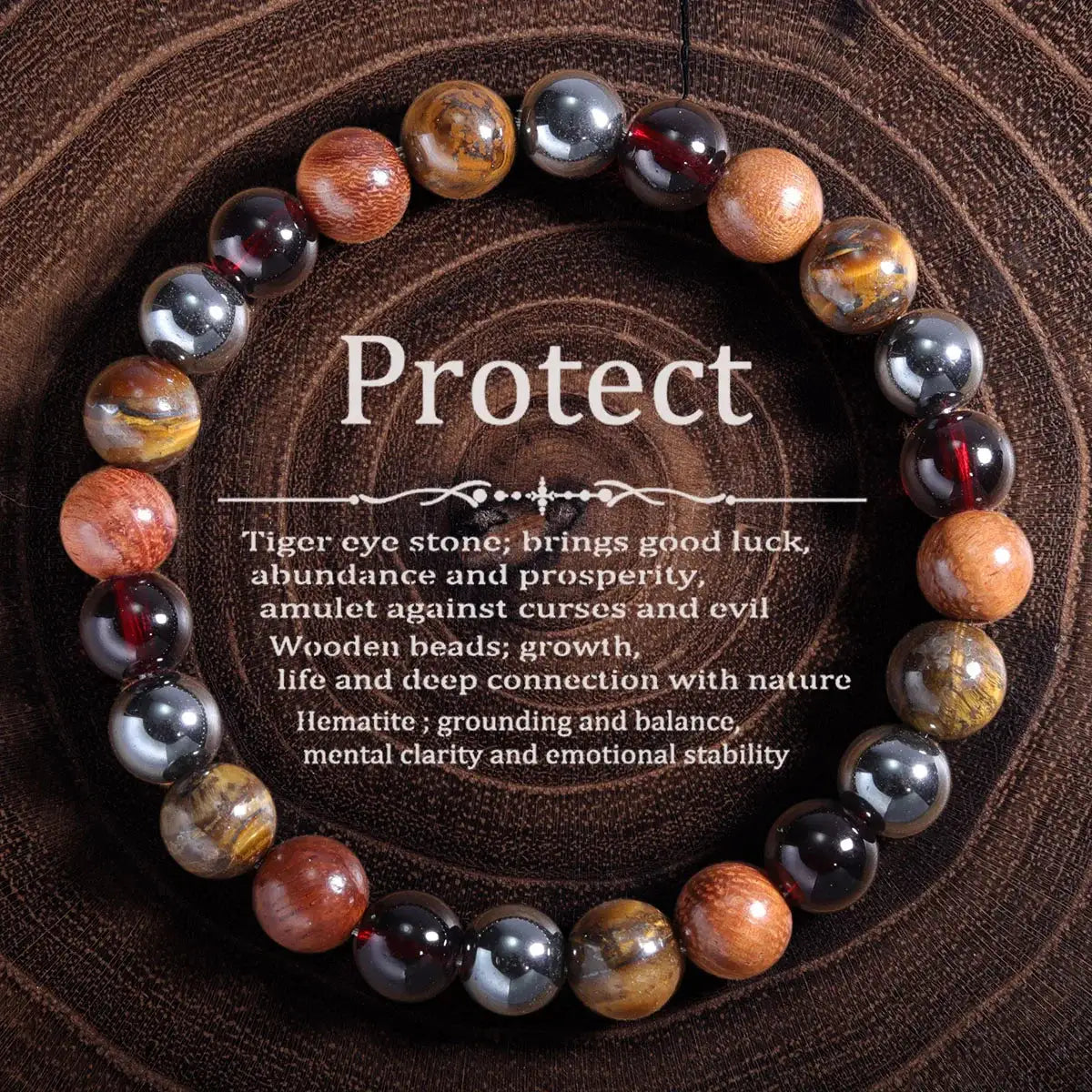 🛡️ Power Triple Protection Balance Energy Crystal Bracelet – Unisex Tiger’s Eye, Hematite & Black Obsidian Stone Bangles