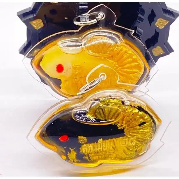 Authentic Pla Kad Sarapat Amulet - Powerful Pla Kad Sarapat Amulet by Luang Pho Mian Kallayano, Encased in Herbal Oil, 3.7x4.8 cm, Fully Consecrated