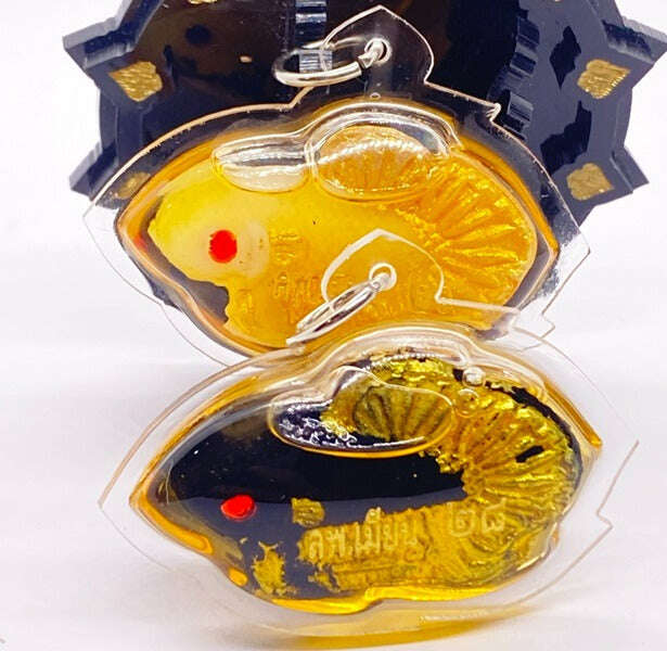 Authentic Pla Kad Sarapat Amulet - Powerful Pla Kad Sarapat Amulet by Luang Pho Mian Kallayano, Encased in Herbal Oil, 3.7x4.8 cm, Fully Consecrated