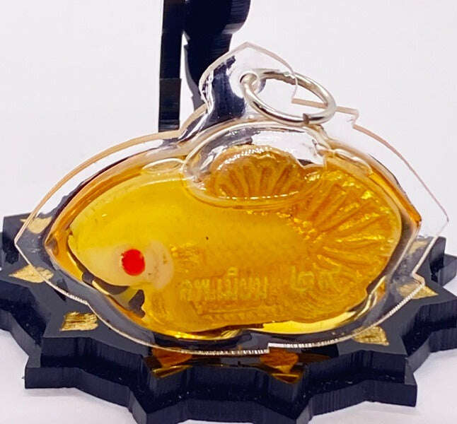 Authentic Pla Kad Sarapat Amulet - Powerful Pla Kad Sarapat Amulet by Luang Pho Mian Kallayano, Encased in Herbal Oil, 3.7x4.8 cm, Fully Consecrated