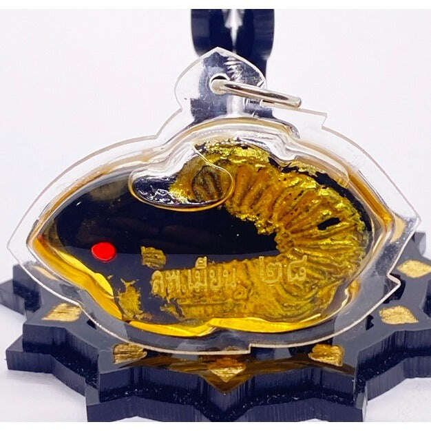 Authentic Pla Kad Sarapat Amulet - Powerful Pla Kad Sarapat Amulet by Luang Pho Mian Kallayano, Encased in Herbal Oil, 3.7x4.8 cm, Fully Consecrated