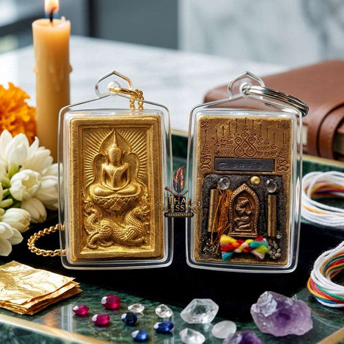 ✨ Premium Authentic Thai Amulet Somdej Waek Marn Ananta Sub 2021 – Gold-Brushed Sacred Earth Pendant Embedded with Phra Mae Thorani, Dual Takrut, Holy Hair, & Multi-Sacred Elements by Luang Phor Jai Wat Phraya Yat Thai Blessing Co By RURUECHA