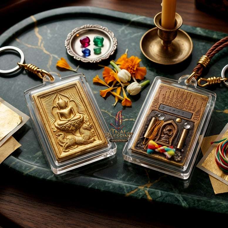 ✨ Premium Authentic Thai Amulet Somdej Waek Marn Ananta Sub 2021 – Gold-Brushed Sacred Earth Pendant Embedded with Phra Mae Thorani, Dual Takrut, Holy Hair, & Multi-Sacred Elements by Luang Phor Jai Wat Phraya Yat Thai Blessing Co By RURUECHA