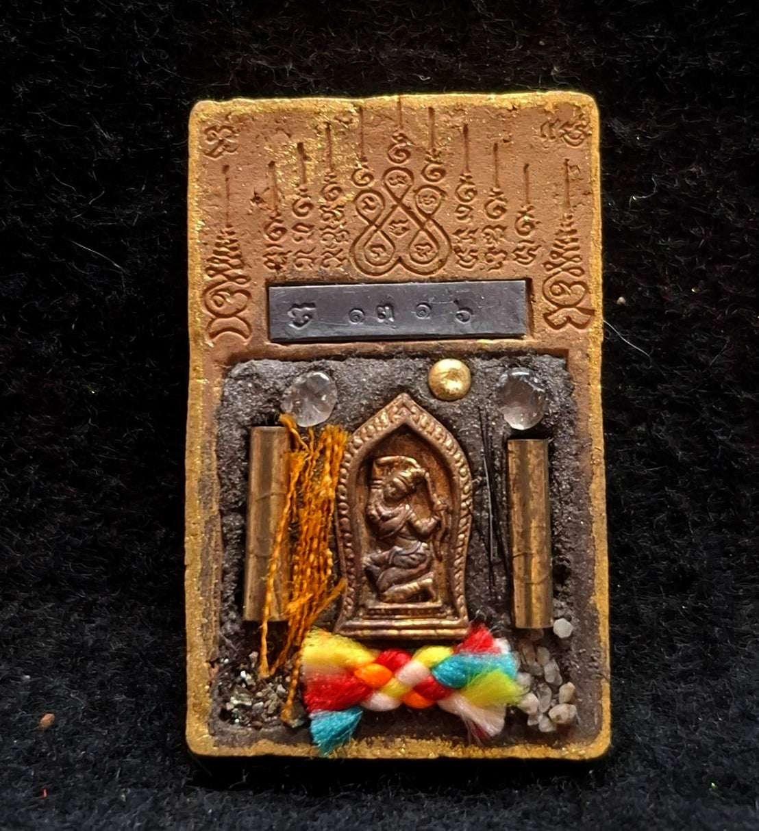 ✨ Premium Authentic Thai Amulet Somdej Waek Marn Ananta Sub 2021 – Gold-Brushed Sacred Earth Pendant Embedded with Phra Mae Thorani, Dual Takrut, Holy Hair, & Multi-Sacred Elements by Luang Phor Jai Wat Phraya Yat Thai Blessing Co By RURUECHA