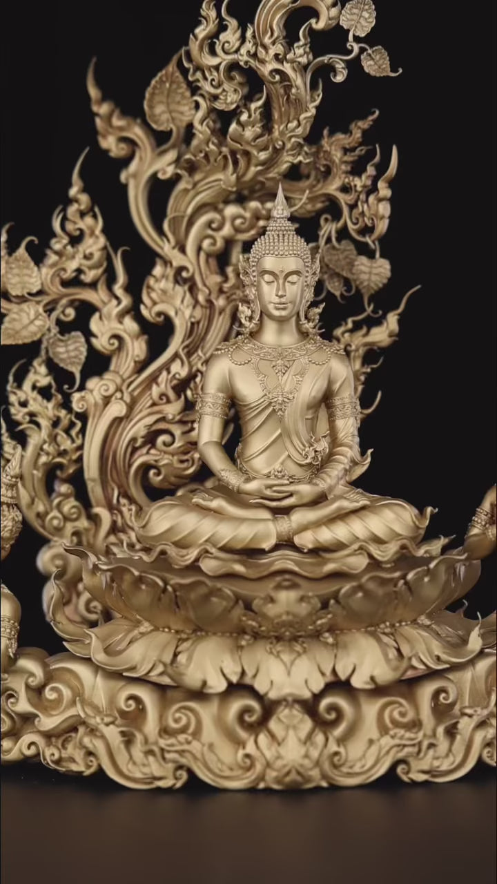 Authentic Sacred Museum-Grade Thai Fine Art Bronze Statue "Phra Phuttha Barami Bodhiyan" (3.5 Inch Lap / 28 cm High Altar Size B.E. 2568)