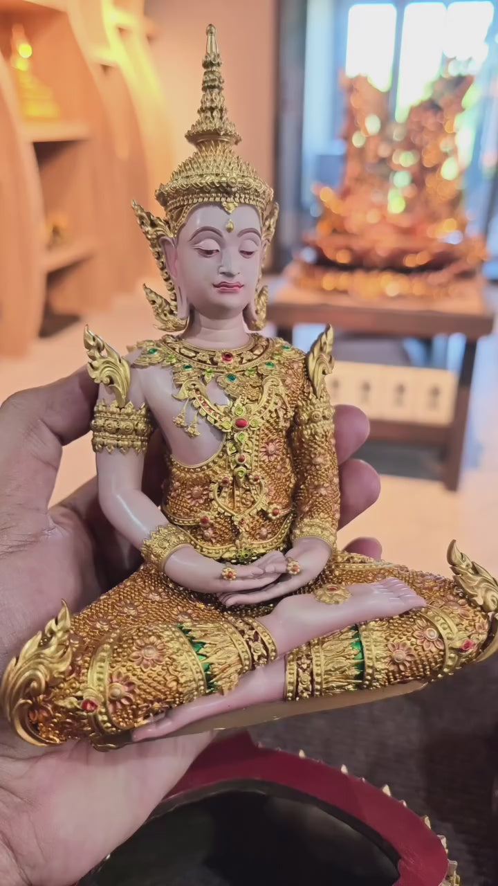 Authentic Sacred Museum-Grade Thai Fine Art Statue "Phra Rattana" (Rattanakosin Style Royal Buddha - 5 Inch Lap / 27 cm High Altar Size)