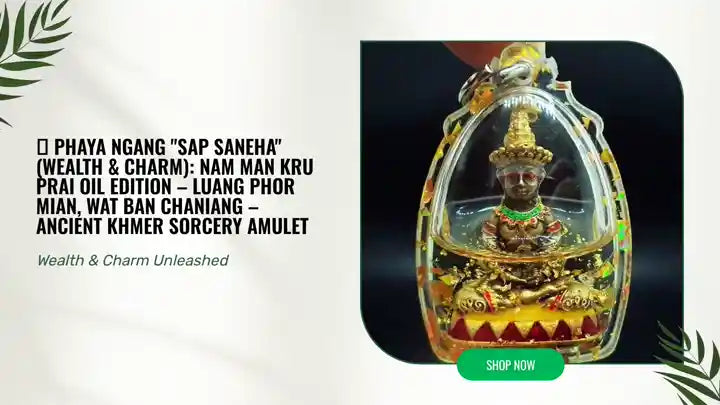 👹 Phaya Ngang "Sap Saneha" (Wealth &amp; Charm): Nam Man Kru Prai Oil Edition &ndash; Luang Phor Mian, Wat Ban Chaniang &ndash; Ancient Khmer Sorcery Amulet by@Outfy