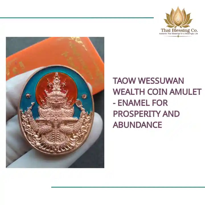 Taow Wessuwan Wealth Coin Amulet - Enamel for Prosperity and Abundance by@Outfy