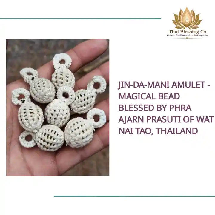 Jin-Da-Mani Amulet - Magical Bead Blessed by Phra Ajarn Prasuti of Wat Nai Tao, Thailand by@Outfy