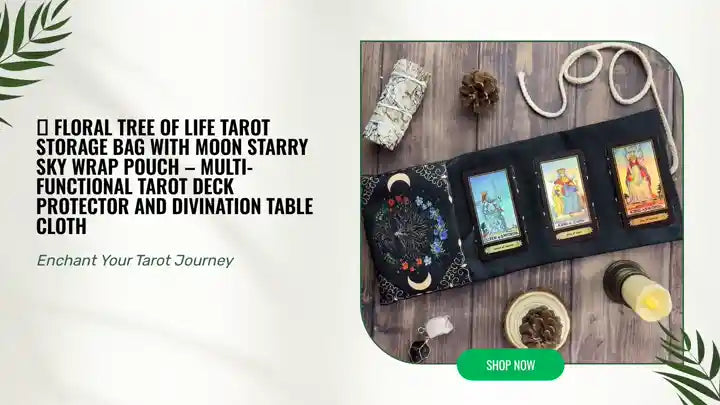 🌿 Floral Tree of Life Tarot Storage Bag with Moon Starry Sky Wrap Pouch &ndash; Multi-functional Tarot Deck Protector and Divination Table Cloth by@Outfy