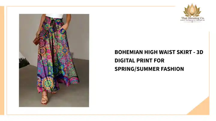 Bohemian High Waist Skirt - 3D Digital Print for Spring/Summer Fashion by@Outfy