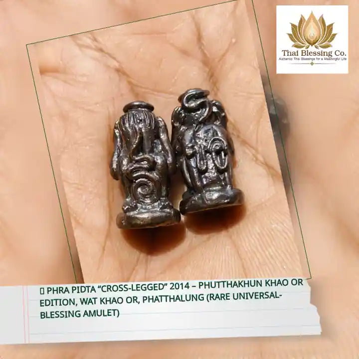 🧿 Phra Pidta &ldquo;Cross‑Legged&rdquo; 2014 &ndash; Phutthakhun Khao Or Edition, Wat Khao Or, Phatthalung (Rare Universal-Blessing Amulet) by@Outfy