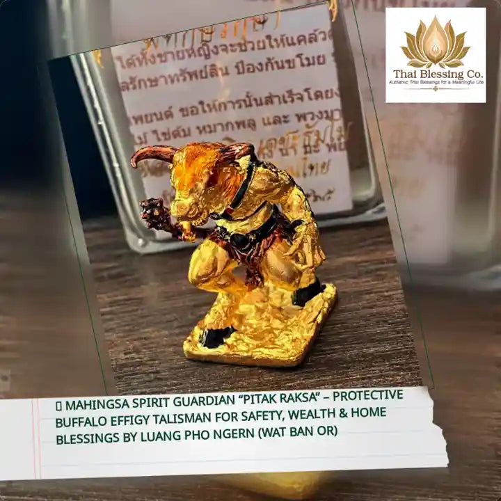 🛡️ Mahingsa Spirit Guardian &ldquo;Pitak Raksa&rdquo; &ndash; Protective Buffalo Effigy Talisman for Safety, Wealth &amp; Home Blessings by Luang Pho Ngern (Wat Ban Or) by@Outfy
