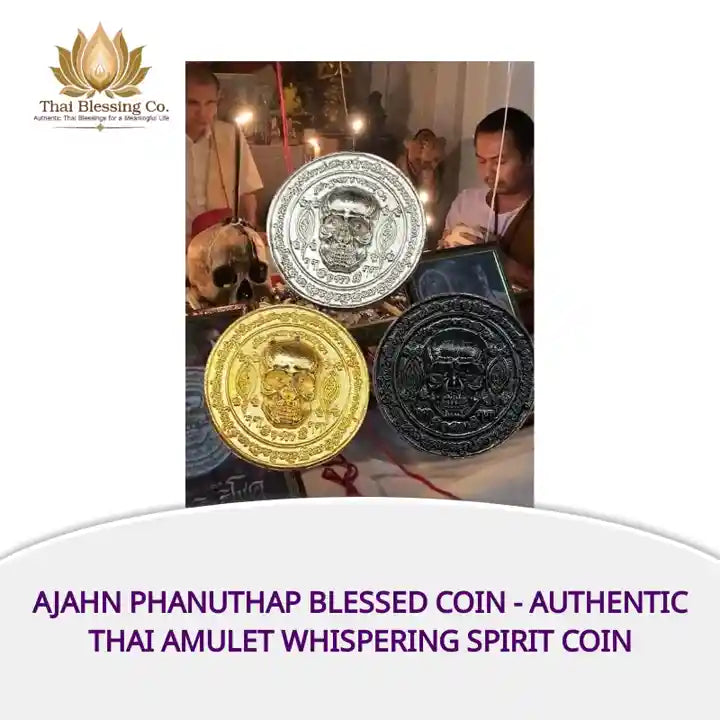 Ajahn Phanuthap Blessed Coin - Authentic Thai Amulet Whispering Spirit Coin by@Outfy