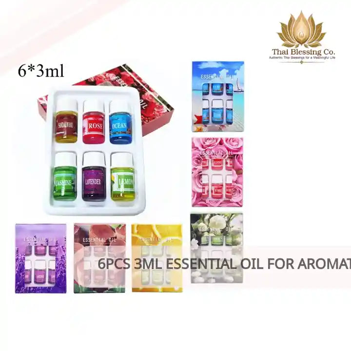 6PCS 3ML Essential Oil for Aromatherapy Diffuser Humidifier Stone Natural Plant Air Freshener Fragrance Lavender Jasmine Perfume by@Outfy