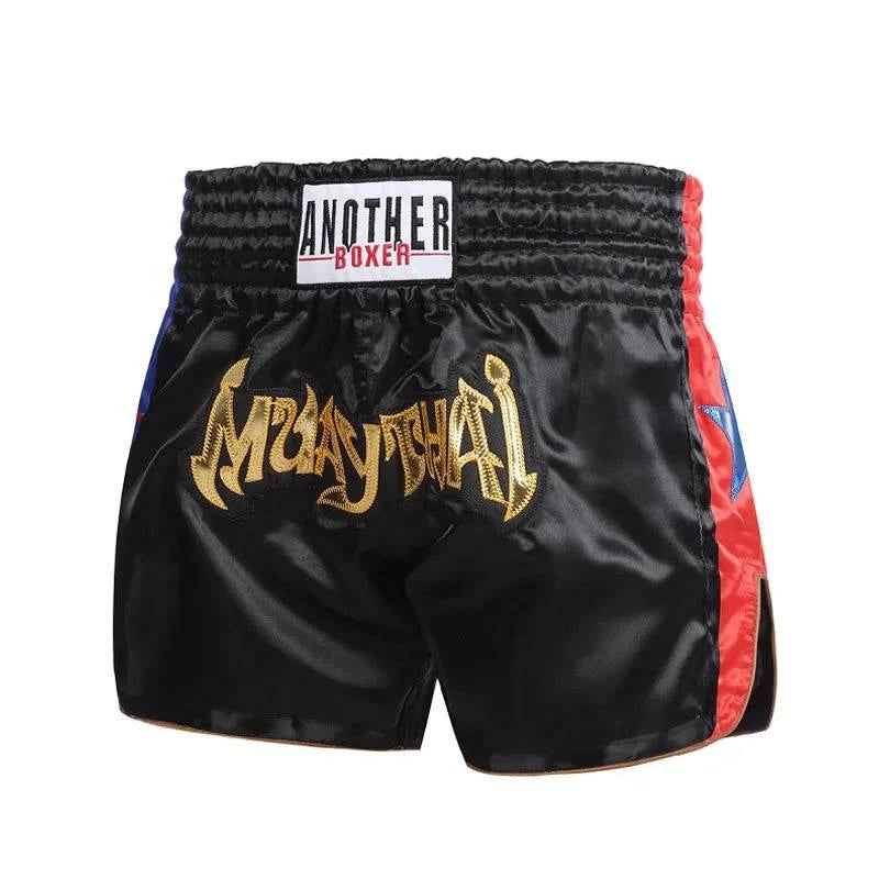 Pro Muay Thai Boxing Shorts - Unisex Quick-Dry Fightwear for Men, Women & Kids in ONE Championship Style - Best Thai Muay Thai Boxing Shorts S6BlackStar