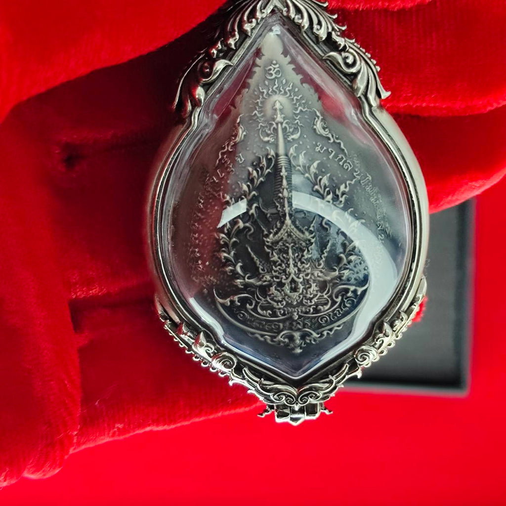 Silver prosperity Ganesh pendant Thailand featuring intricate engravings in an elegant design