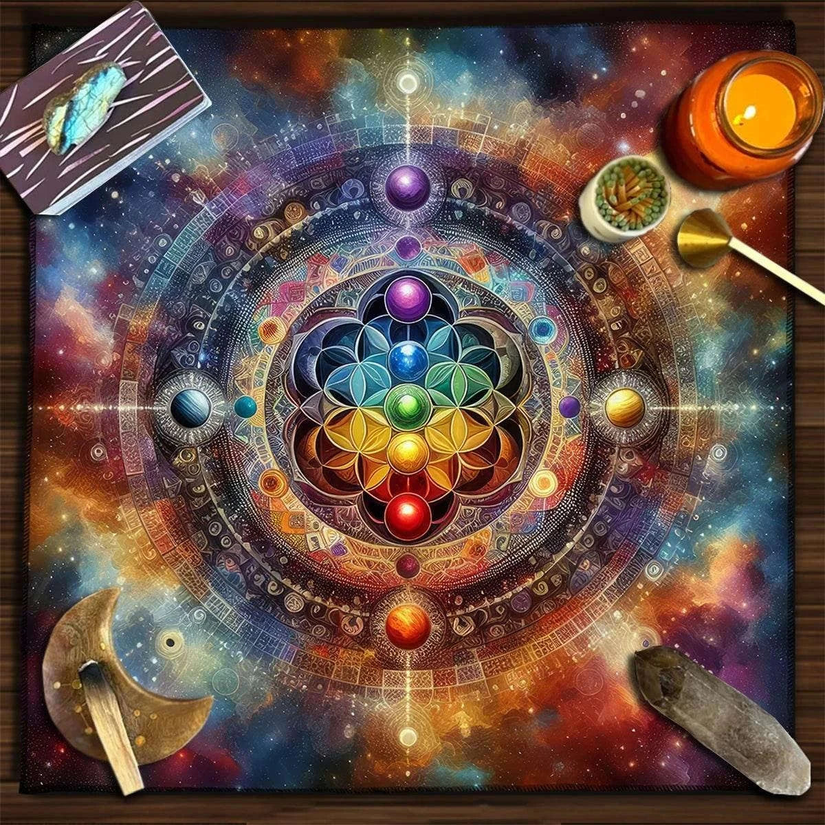 Psychedelic Tarot Cloth - Soft Divination Altar for Astrology