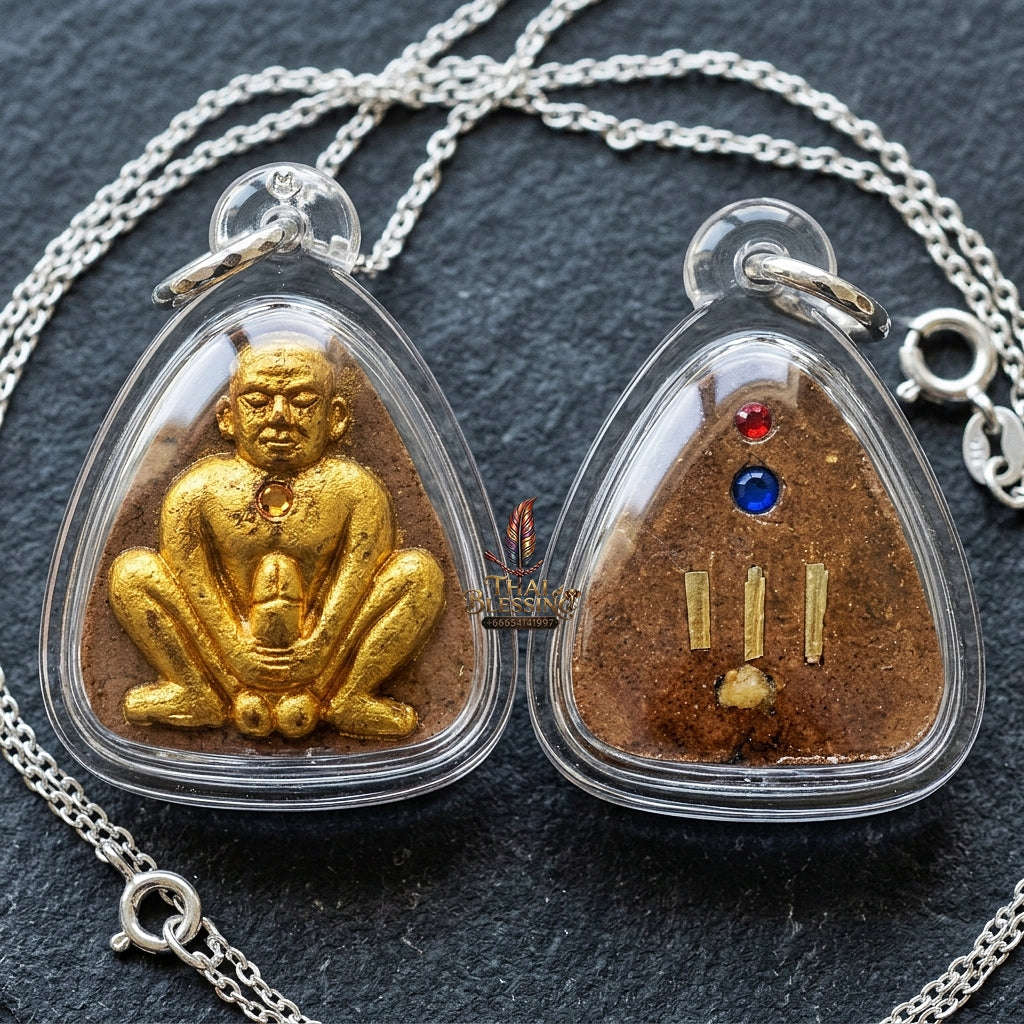 Pu Poe Thai Amulet Protection talisman good luck charm spiritual jewelry Sacred Charm Metta Maha Saneh Cemetery Soil Esoteric Alchemy Thai Blessing Co By RURUECHA