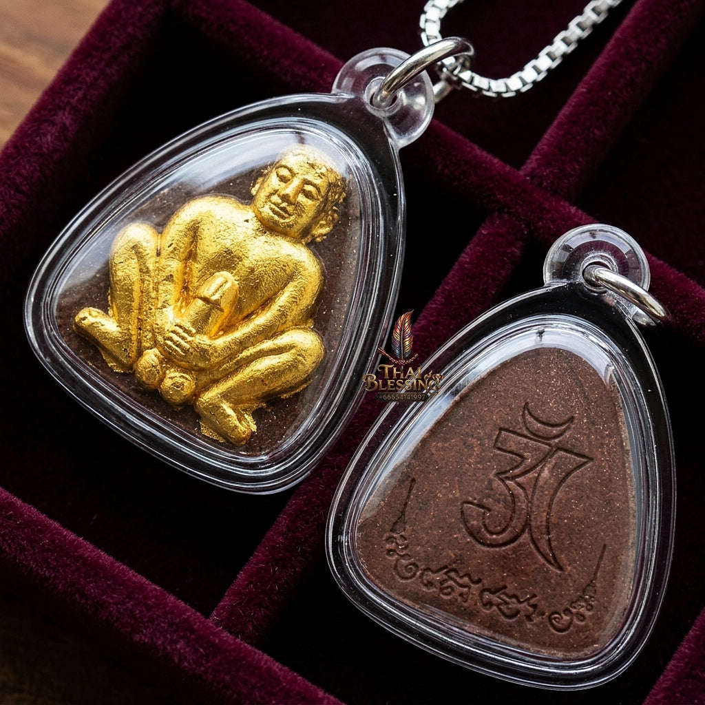 Pu Poe Thai Amulet Protection talisman good luck charm spiritual jewelry Sacred Charm Metta Maha Saneh Cemetery Soil Esoteric Alchemy Thai Blessing Co By RURUECHA
