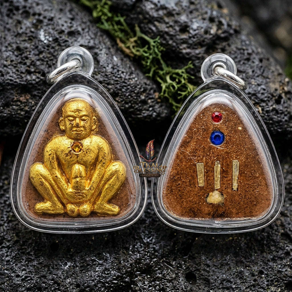 Pu Poe Thai Amulet Protection talisman good luck charm spiritual jewelry Sacred Charm Metta Maha Saneh Cemetery Soil Esoteric Alchemy Thai Blessing Co By RURUECHA