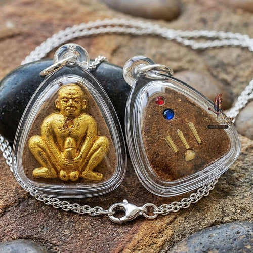 Pu Poe Thai Amulet Protection talisman good luck charm spiritual jewelry Sacred Charm Metta Maha Saneh Cemetery Soil Esoteric Alchemy Thai Blessing Co By RURUECHA
