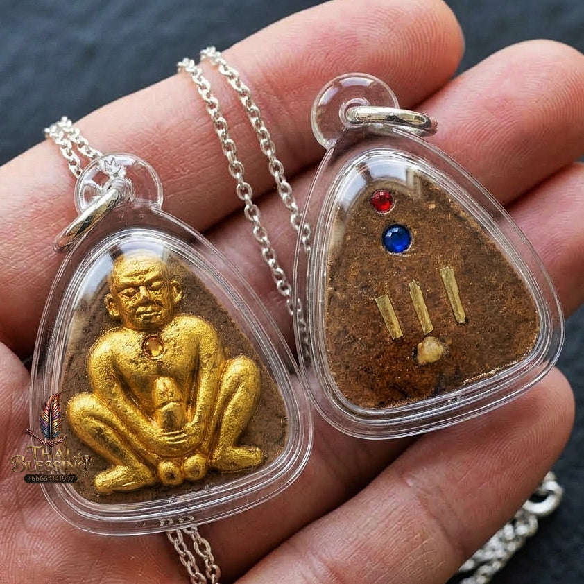 Pu Poe Thai Amulet Protection talisman good luck charm spiritual jewelry Sacred Charm Metta Maha Saneh Cemetery Soil Esoteric Alchemy Thai Blessing Co By RURUECHA