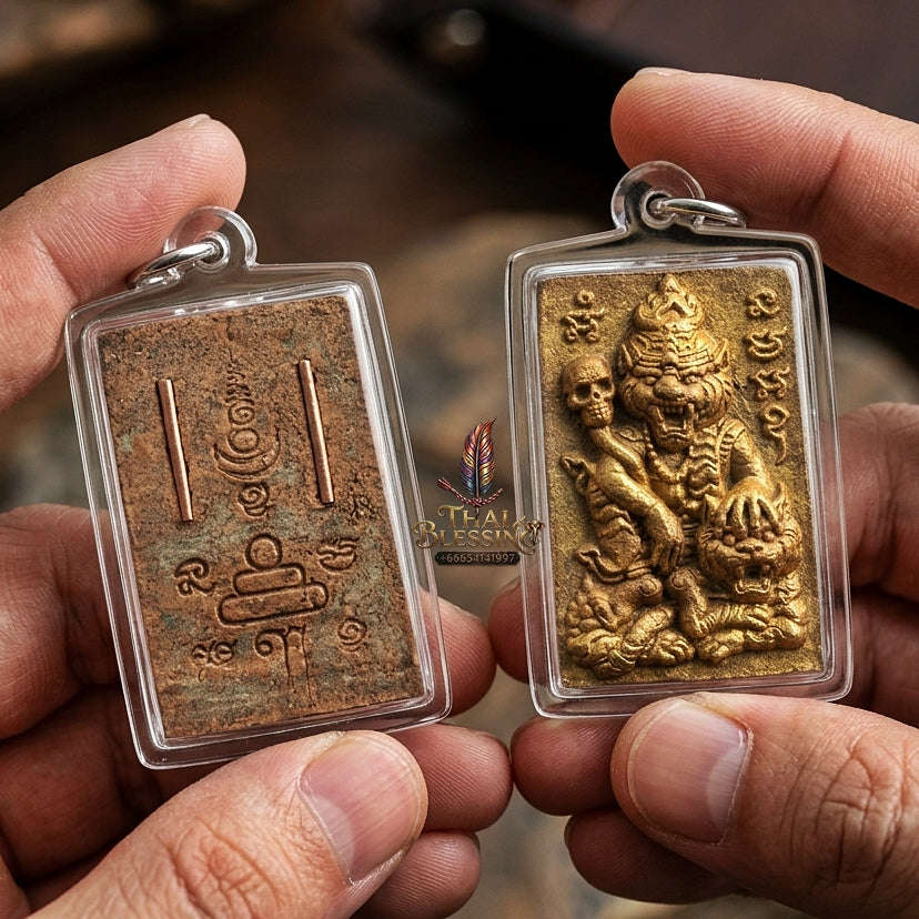 Pu Suea Chao Sane Thai Amulet Protection talisman good luck charm spiritual jewelry Pu Chao Samingphrai Sacred Charm Wan Sao Long Takrut Thai Blessing Co By RURUECHA