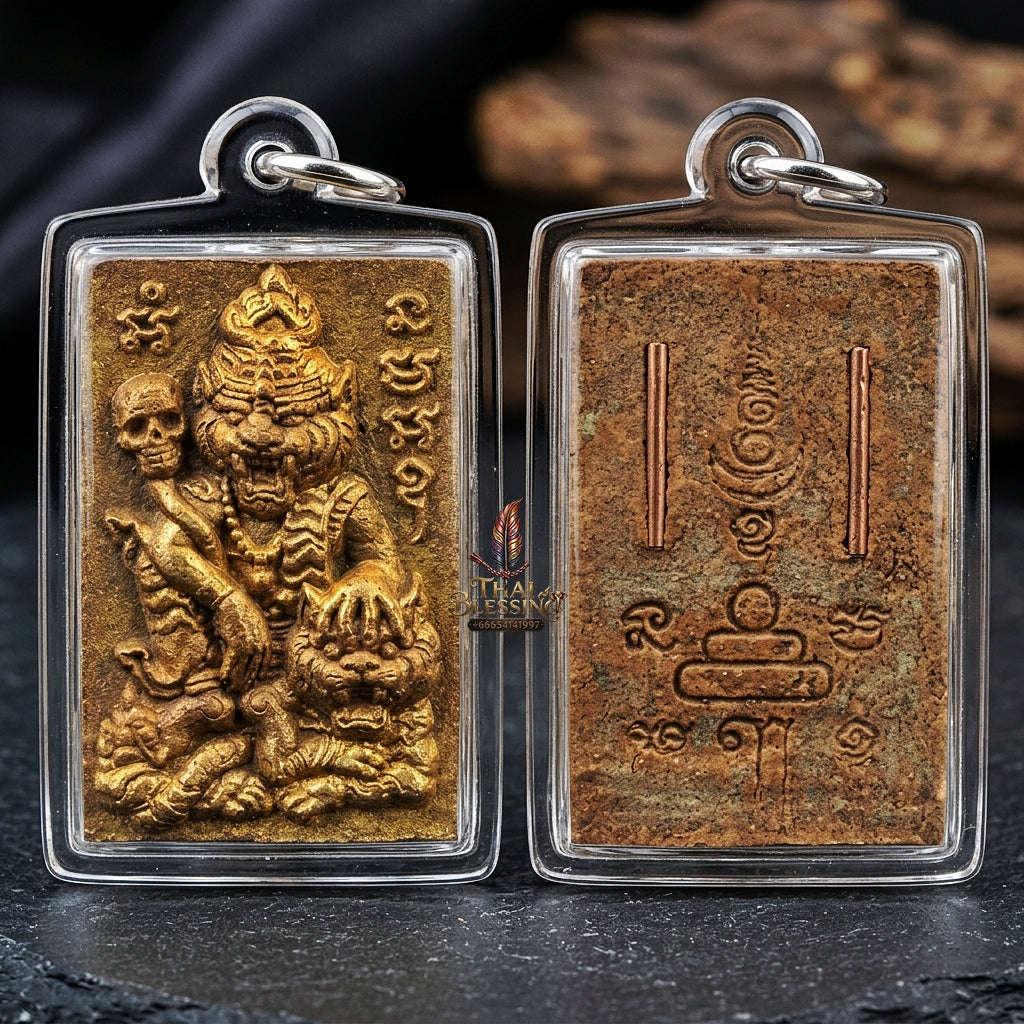 Pu Suea Chao Sane Thai Amulet Protection talisman good luck charm spiritual jewelry Pu Chao Samingphrai Sacred Charm Wan Sao Long Takrut Thai Blessing Co By RURUECHA