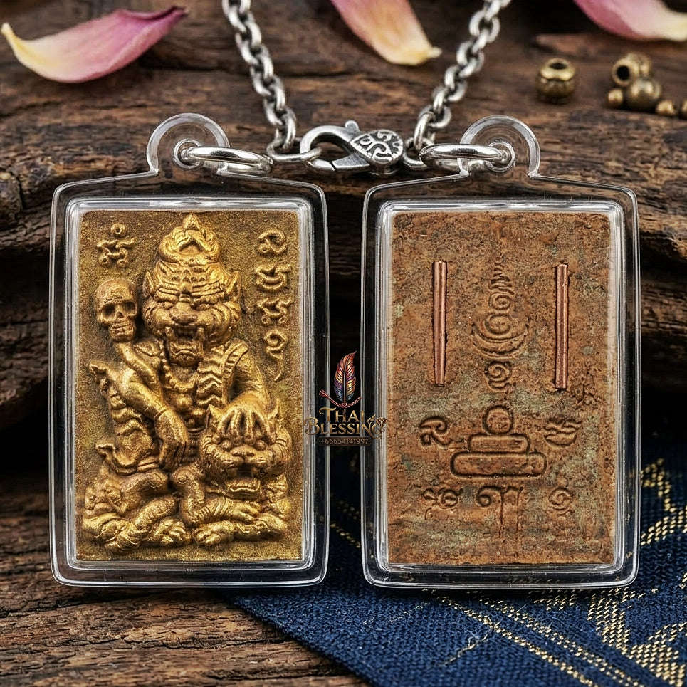 Pu Suea Chao Sane Thai Amulet Protection talisman good luck charm spiritual jewelry Pu Chao Samingphrai Sacred Charm Wan Sao Long Takrut Thai Blessing Co By RURUECHA