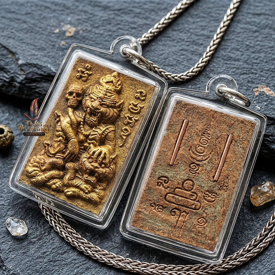 Pu Suea Chao Sane Thai Amulet Protection talisman good luck charm spiritual jewelry Pu Chao Samingphrai Sacred Charm Wan Sao Long Takrut Thai Blessing Co By RURUECHA