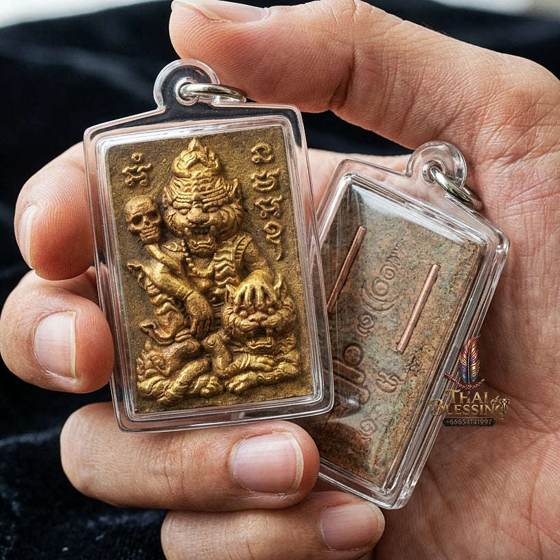 Pu Suea Chao Sane Thai Amulet Protection talisman good luck charm spiritual jewelry Pu Chao Samingphrai Sacred Charm Wan Sao Long Takrut Thai Blessing Co By RURUECHA
