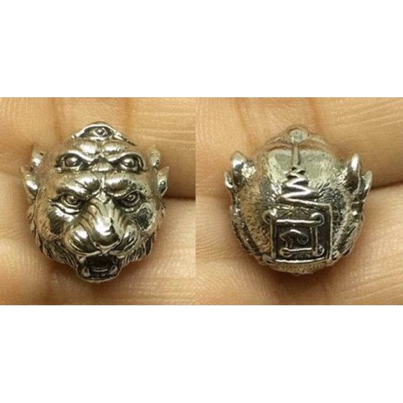 Silver Si Hu Ha Ta bracelet by Master Subin featuring a detailed tiger head design with mystical symbols