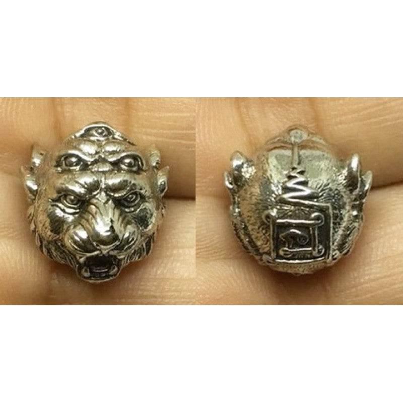 Si Hu Ha Ta Bracelet by Master Subin - Ancient Wealth Amulet for Divine Protection White gold polished with black enamel
