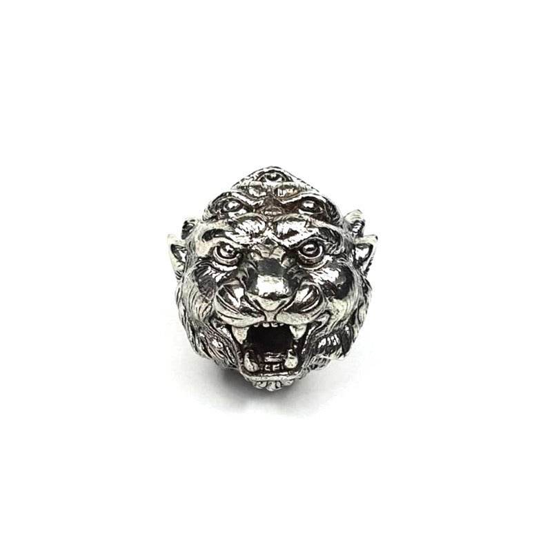 Silver lion head charm for Si Hu Ha Ta bracelet by Master Subin, enhancing feng shui and spiritual energy