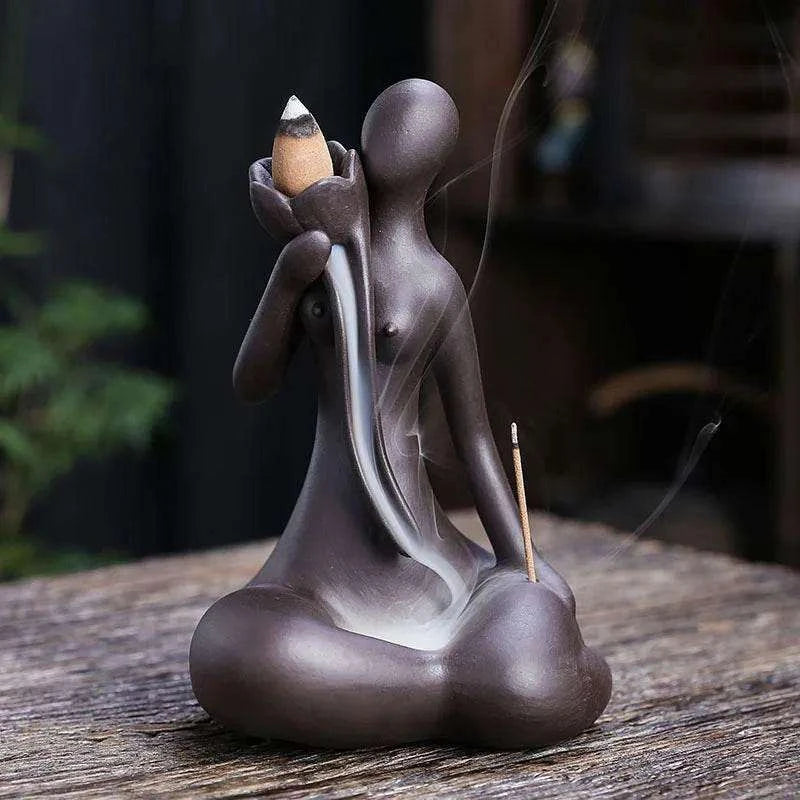 Purple Clay Incense Burner for Zen Meditation and Home Decor