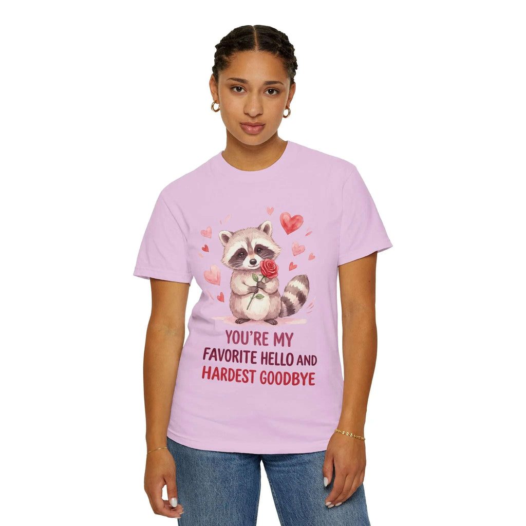 Raccoon Valentine T-Shirt | Youre My Favorite Hello Hardest Goodbye Graphic Tee